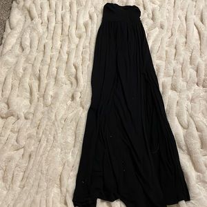 Black Skirt with a Slit in the Front and Fabric to Tie in the Back